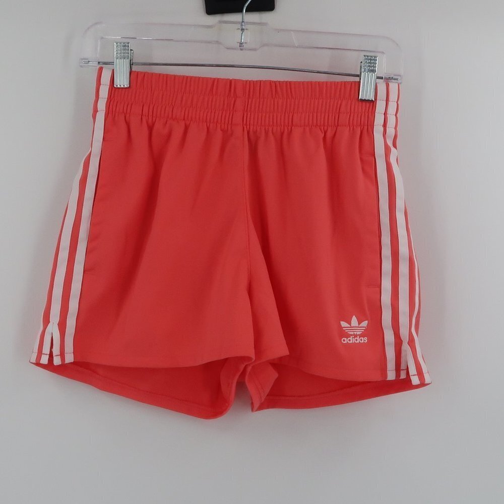 Adidas Women's Shorts Sorbet Orange White Stripped Athletic Shorts XS